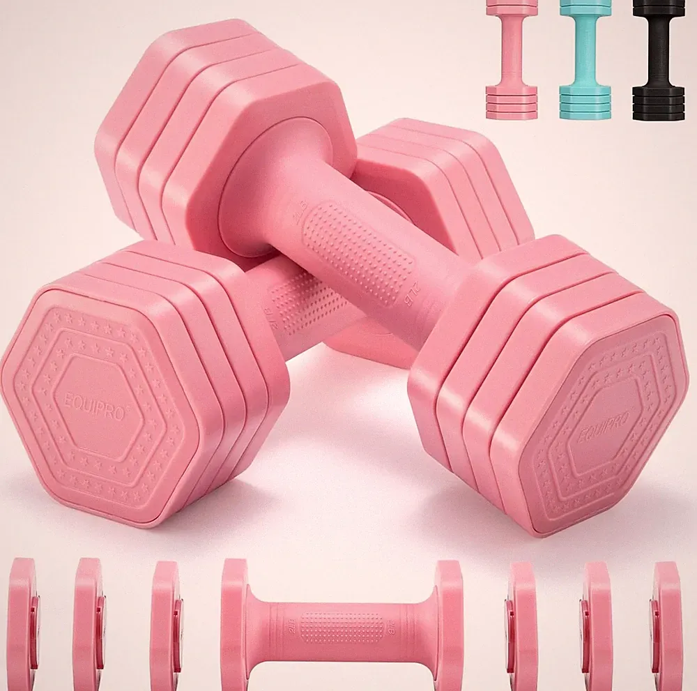 EQUIPRO Adjustable Dumbbell Set for Women, 2-5lb, TPU Handle