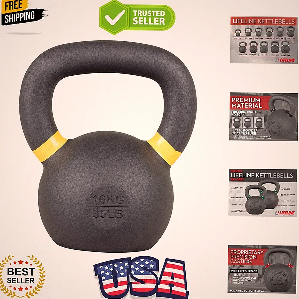 Ergonomic 35Lb Kettlebell for Comprehensive Home Workouts - Must-Have Accessory