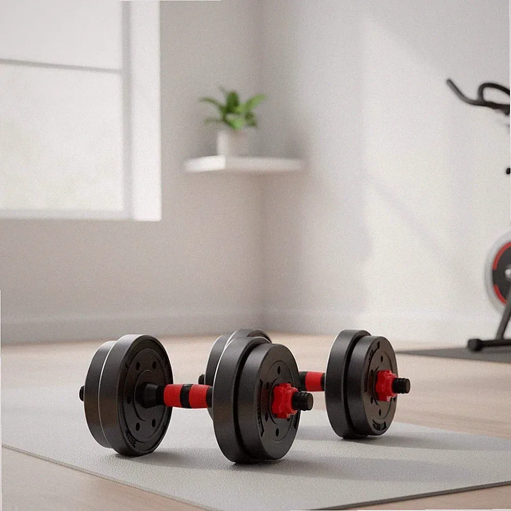 Ergonomic Adjustable 20 lbs Dumbbell Set for All Fitness Levels - Red Design