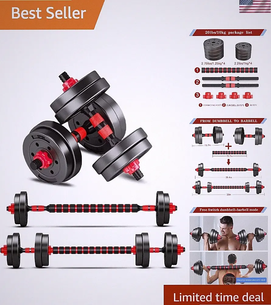 Ergonomic Adjustable Dumbbells Set with Non-slip Handles - 3 Modes for Training
