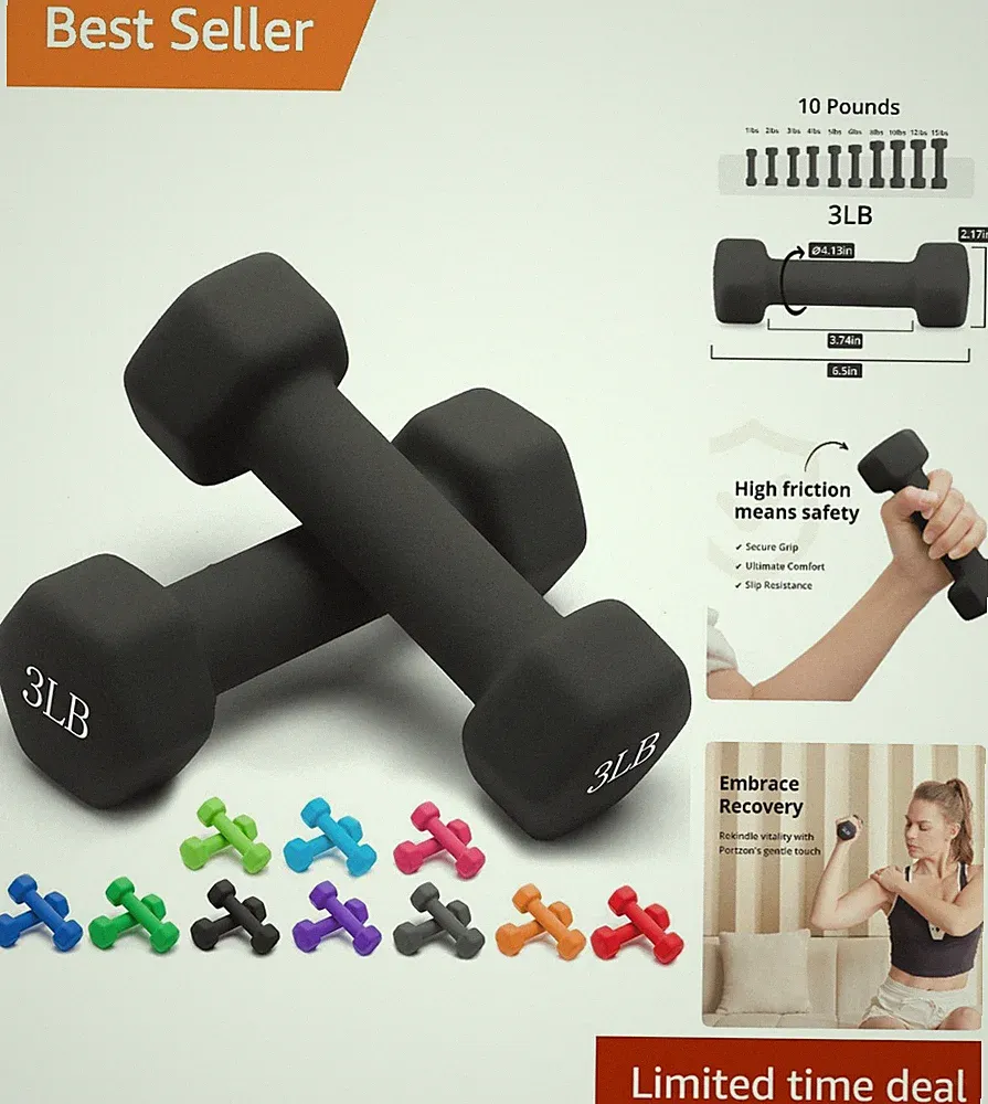 Ergonomic Anti-Slip Hex Dumbbells Set for Safe, Comfortable Training - 1-15 LB