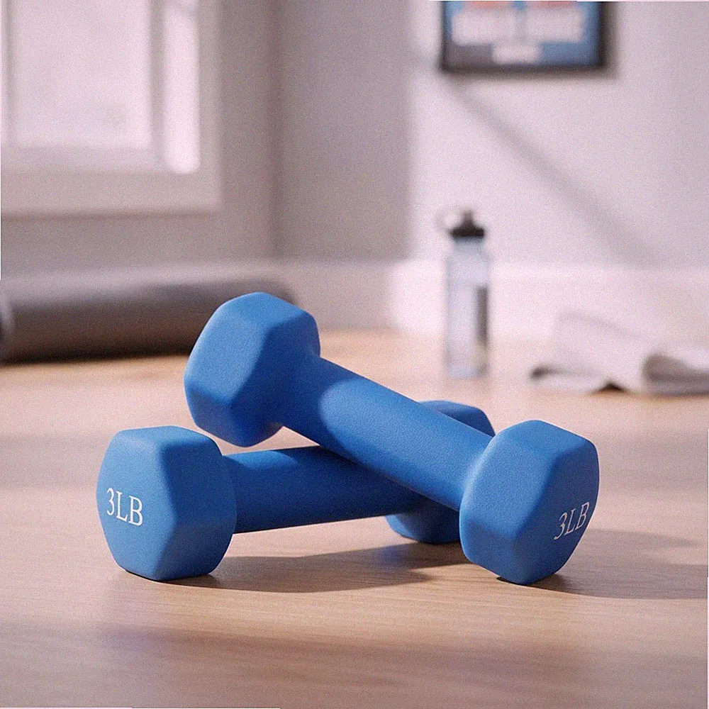 Ergonomic Hex Dumbbells Set of 2 (3lb LB) - Safe for Seniors' Training