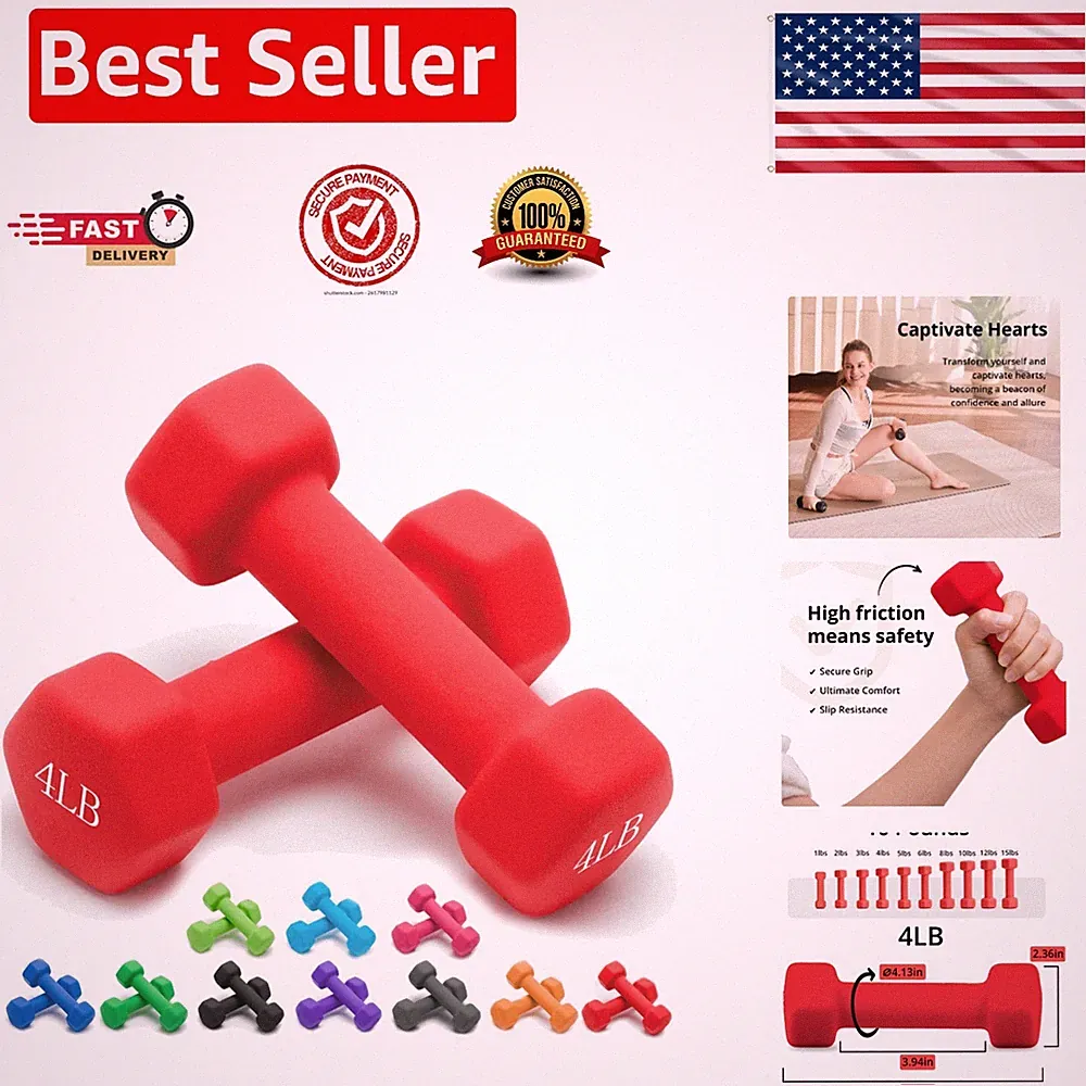 Ergonomic Neoprene Dumbbell Set for Seniors - 1-15 LB with No-Roll Head