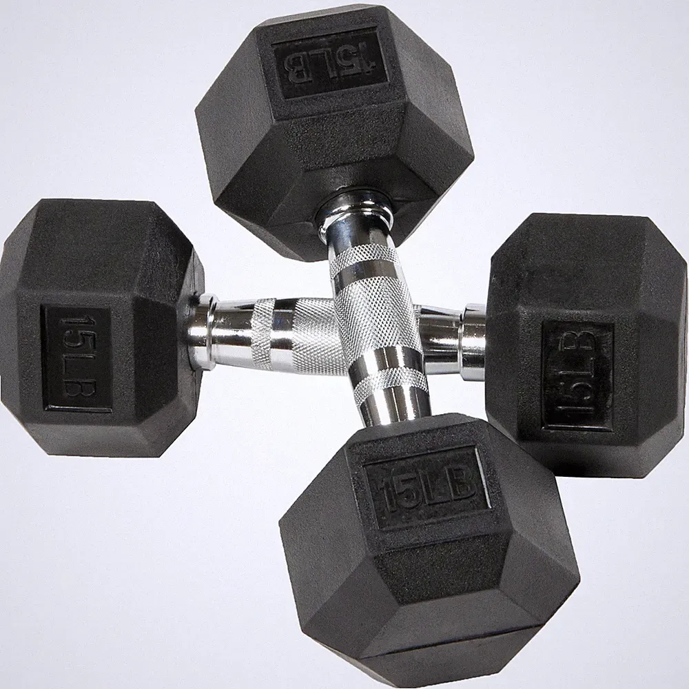 EVERYDAY ESSENTIALS BALANCEFORM RUBBER ENCASED HEX DUMBBELLS, 15LBS PAIR *DM