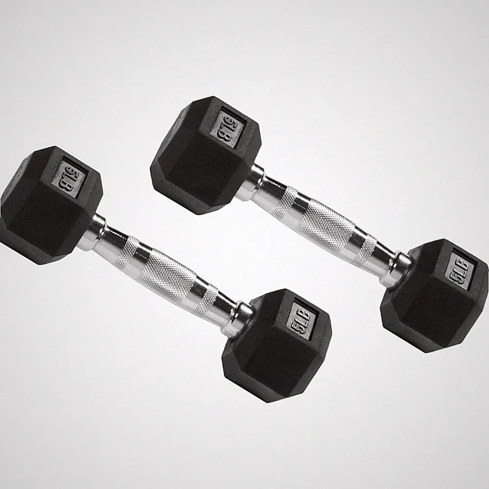 Exercise Hex Dumbbells Pair, 5LB Rubber