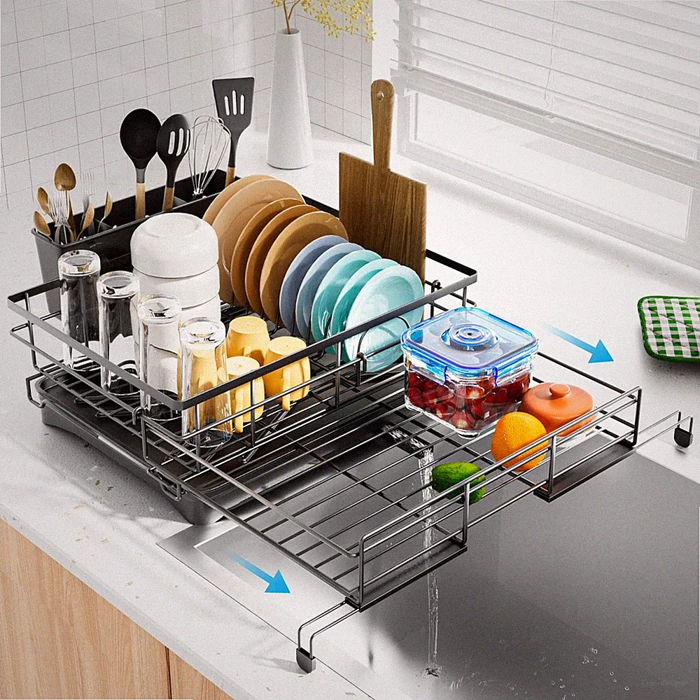 Expandable Drying Rack Large Capacity Rust Proof Black Utensil Dish Laveshop