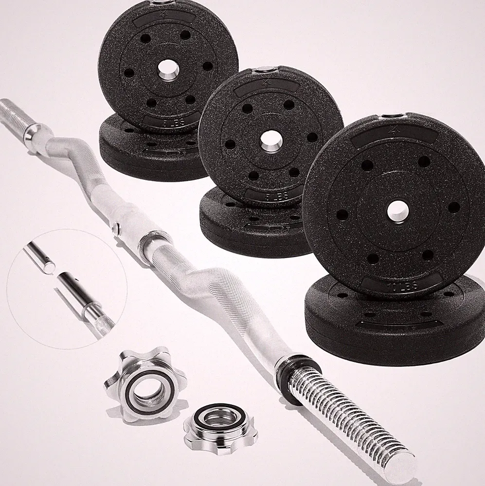 EZ Curl Barbell Weight Set 40/50 LB, 300 LB Capacity for Home Gym Workouts