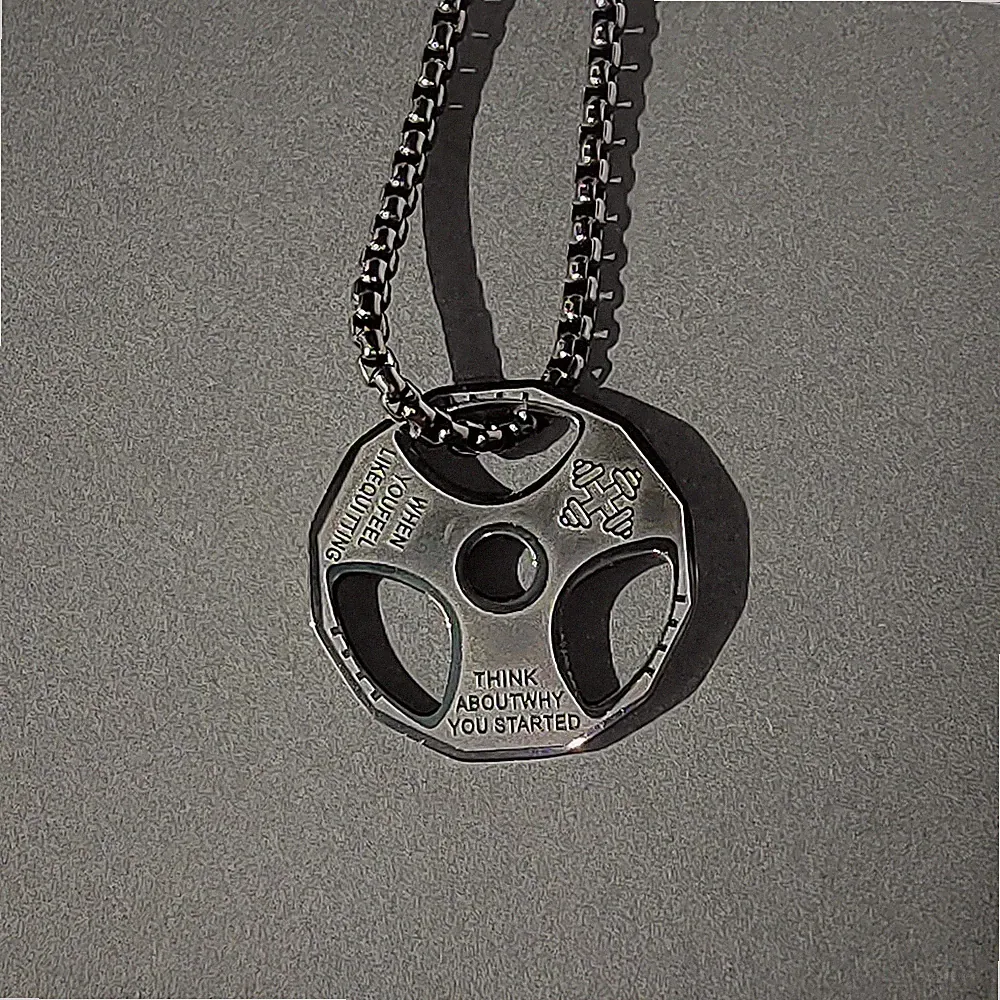Fashion Fitness Dumbbell Weight Barbell Pendant Necklace Stainless Steel Jewelry