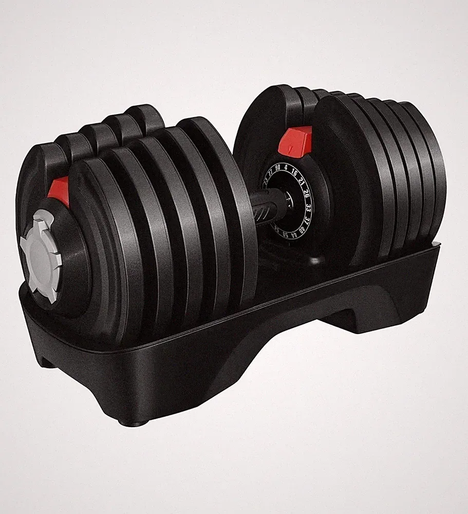 Fast Adjust 28/40/52.5/90LBS Dumbbell Weight with Anti-Slip Handle & Tray.