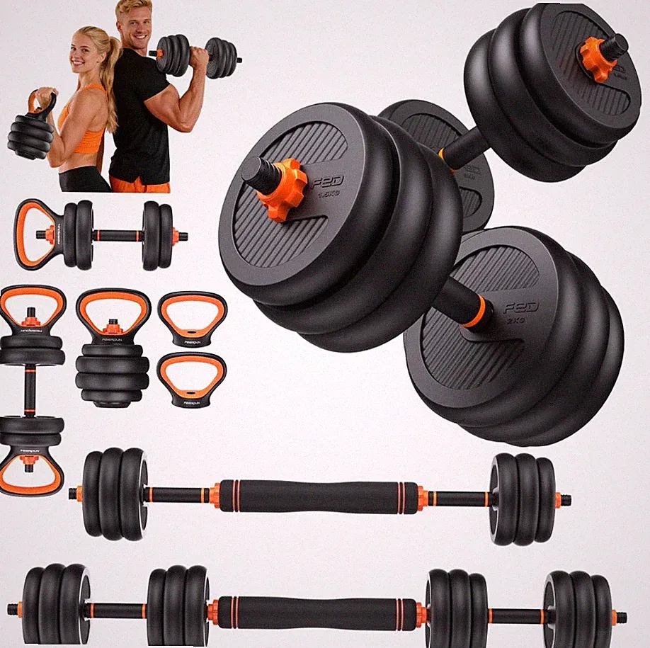 FEIERDUN 5 In 1 Adjustable Dumbbell Set-Barbell, Kettlebells, Push up Stand