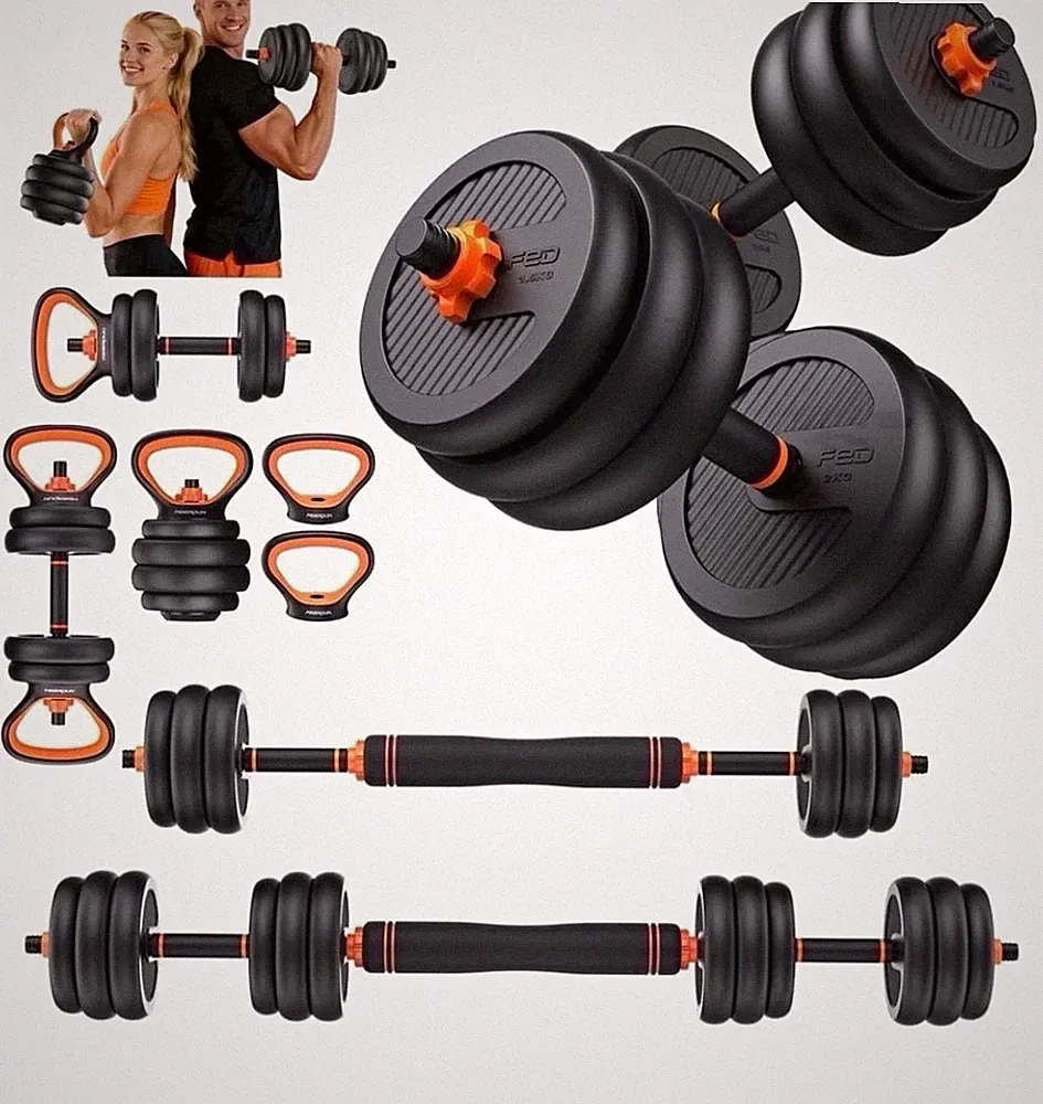 FEIERDUN 50 lb Adjustable 5-in-1 Dumbbell Set w/ Barbell Connector, Kettlebell