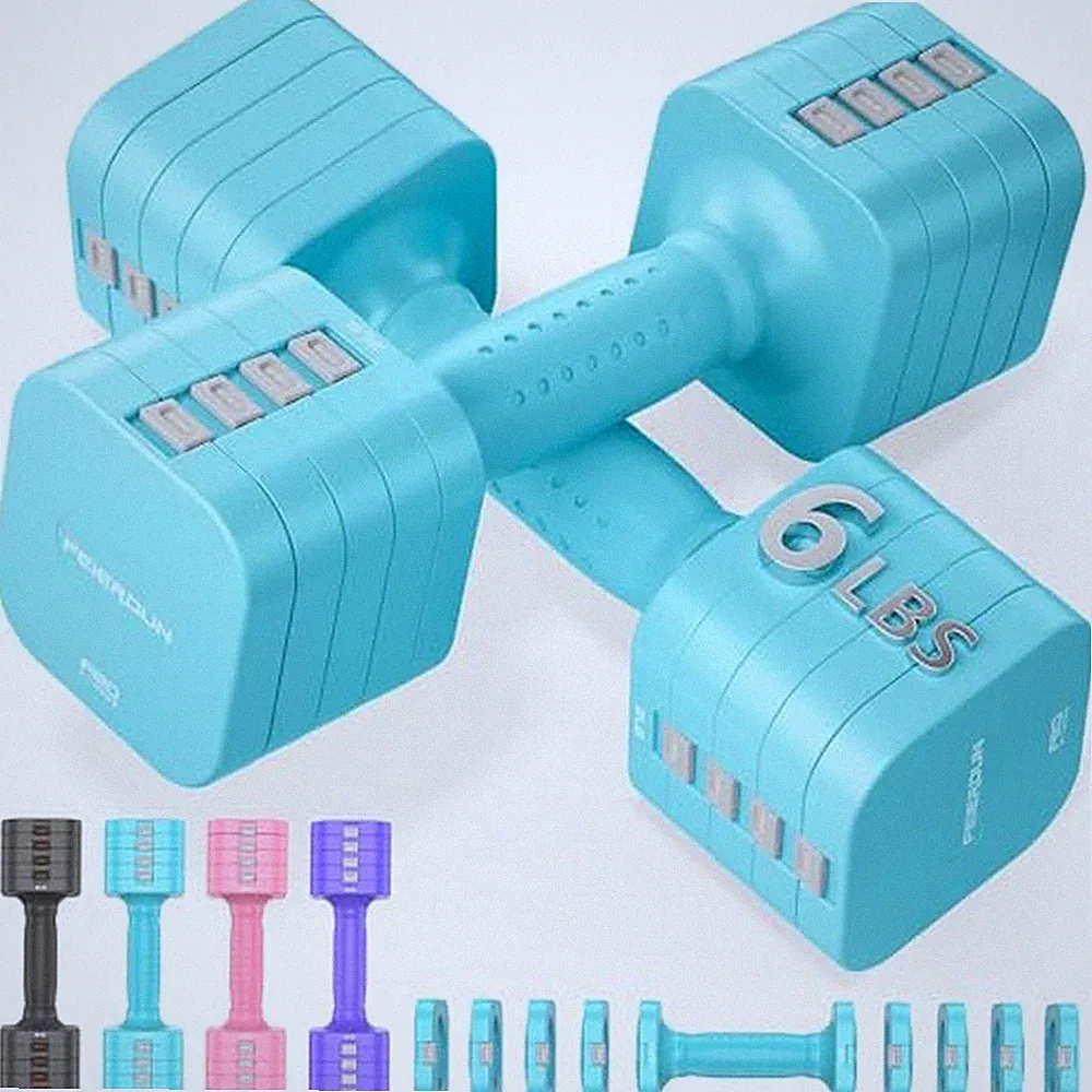 FEIERDUN DB3 5-in-1 Adjustable Dumbbell Set, 6LB/10LB Pair Adjustable Weights...