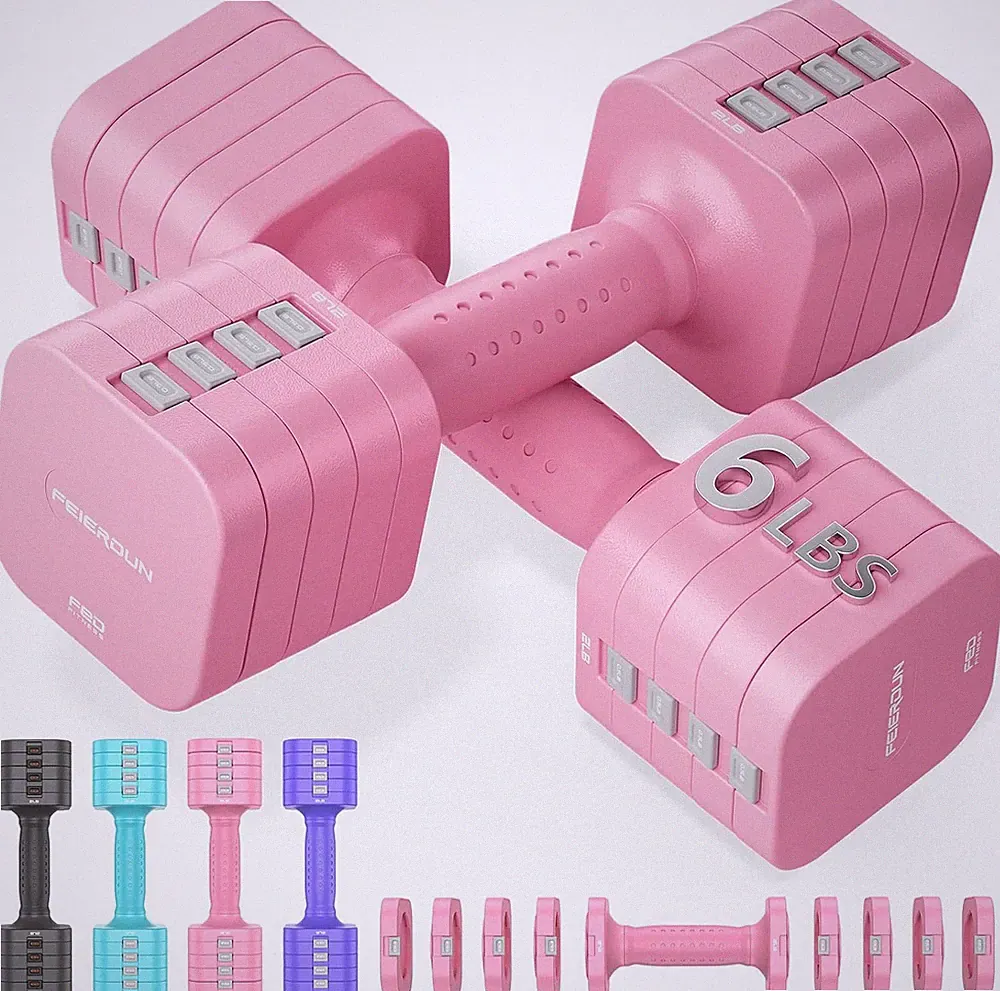 FEIERDUN DB3 5-In-1 Adjustable Dumbbell Set of 2, 12LBS/20LBS Hand Weights for W