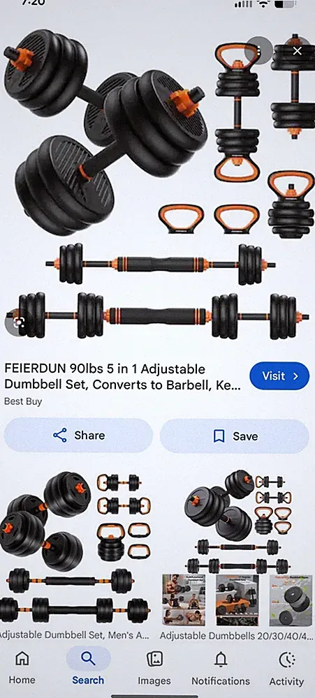 FEIERDUN DS2 90 lb Adjustable 5-in-1 Dumbbell Set Converts to Barbell