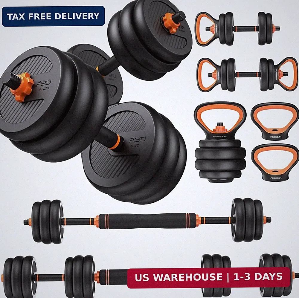 FEIERDUN DS2 Adjustable Dumbbells, 20/30/40/45/70/90lbs Free Weight Set with Con