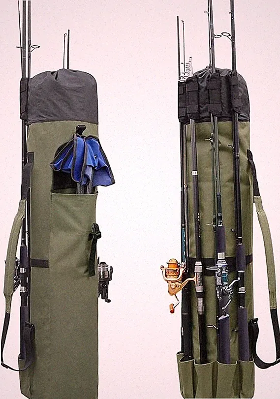 Fishing Rod & Tackle Organizer Travel Bag for 5 Rods