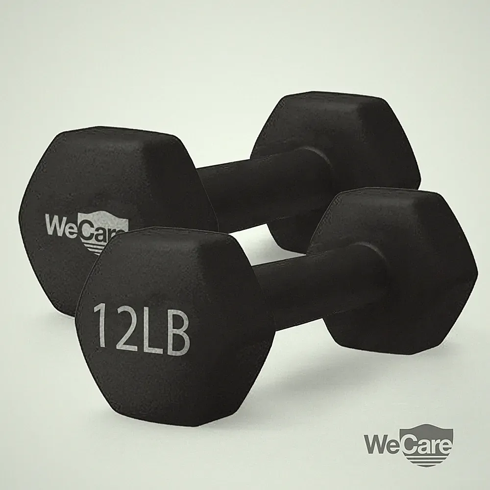 Fitness, 12Lb Neoprene Dumbbell, Pair - Black