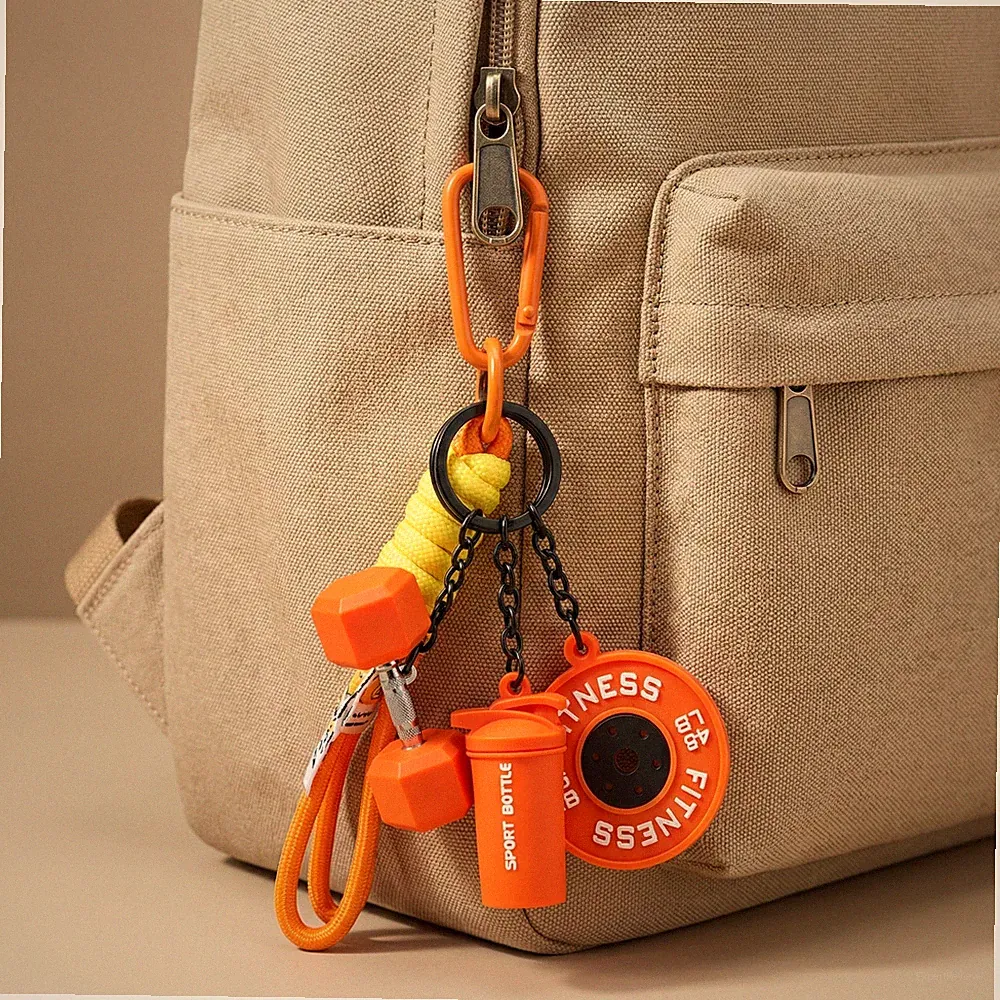 Fitness Bag Charm, Dumbbell Keychain, Personalized Gym Girl Gift, Engraved Worko