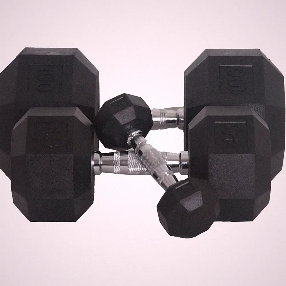 Fitness First Rubber Hex Dumbbell Pairs 5 - 100 lbs