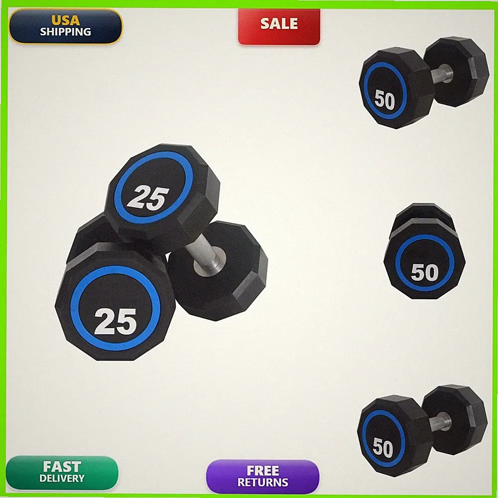 Fitness First Urethane Encased Dumbbells 5-100 Lbs Pair F1Db 10 Lbs