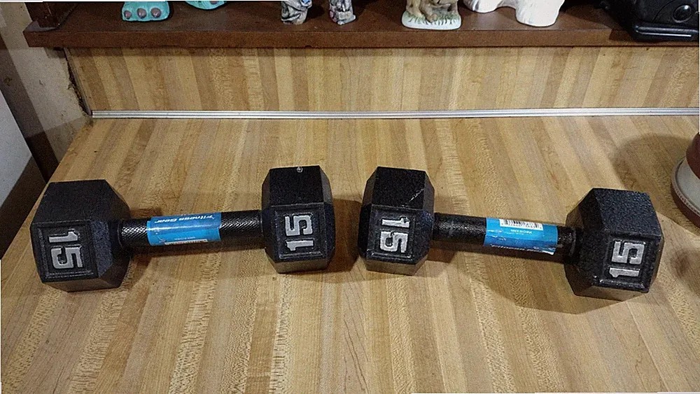 Fitness Gear 15lb. Cast Iron Hex Dumbbells,set!