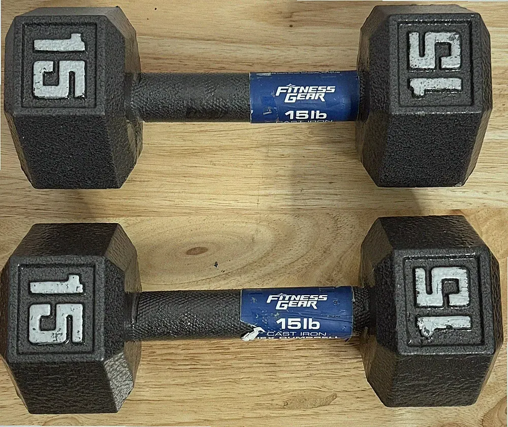 Fitness Gear Hex Dumbbell Pair Set Of 2 (Two) 15 LB Cast Iron