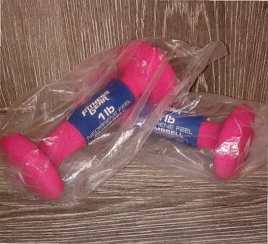 Fitness Gear Neoprene Feel Dumbbells Weights Pair 1LB Total 2LBs Pink Color