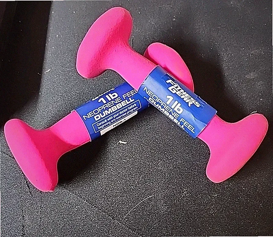 Fitness Gear Neoprene Feel Dumbbells Weights Pair 1LB Total 2LBs Pink NEW