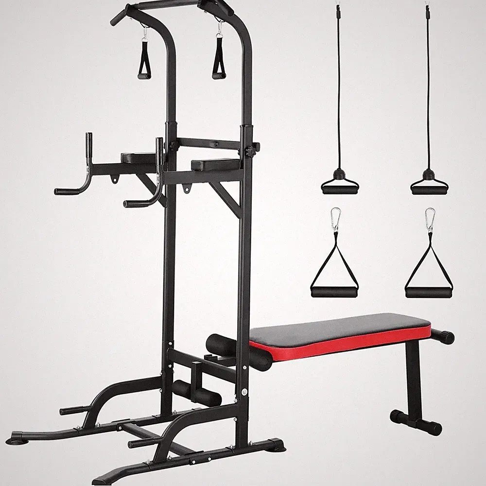 Fitness Gym Style Training Power Tower Adjustable Workout Bench System Foldable