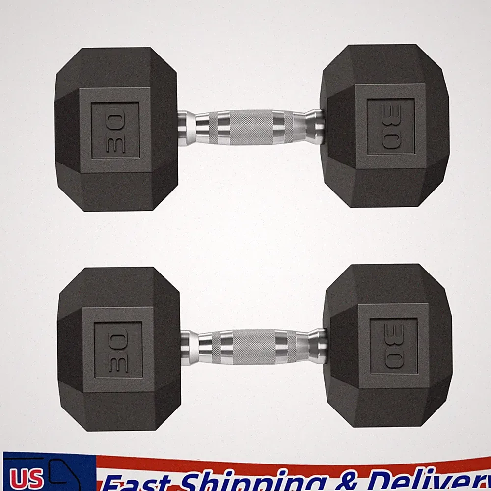 Fitness Hex Dumbbells Strength Training Workout Equipment Set, 30 lbs