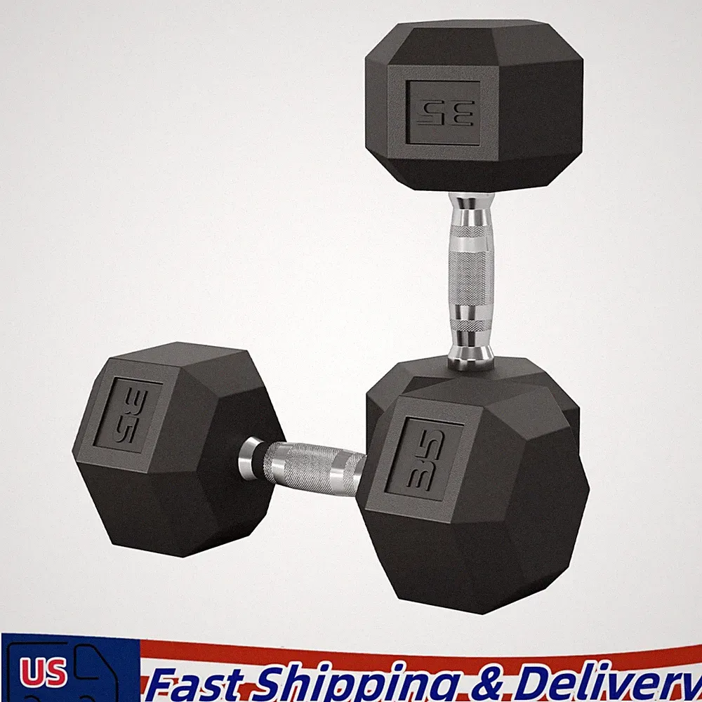 Fitness Hex Dumbbells Strength Training Workout Equipment Set, 35 lbs