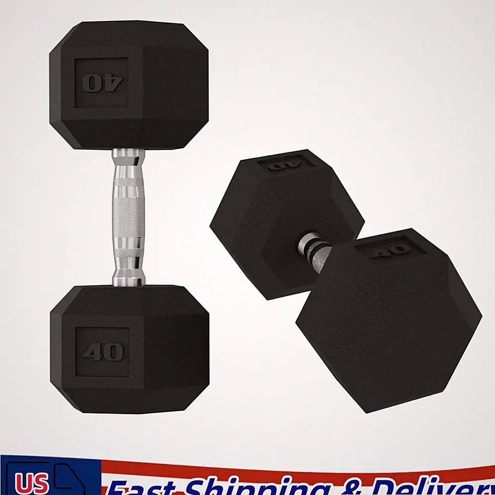 Fitness Hex Dumbbells Strength Training Workout Equipment Set, 40 lbs