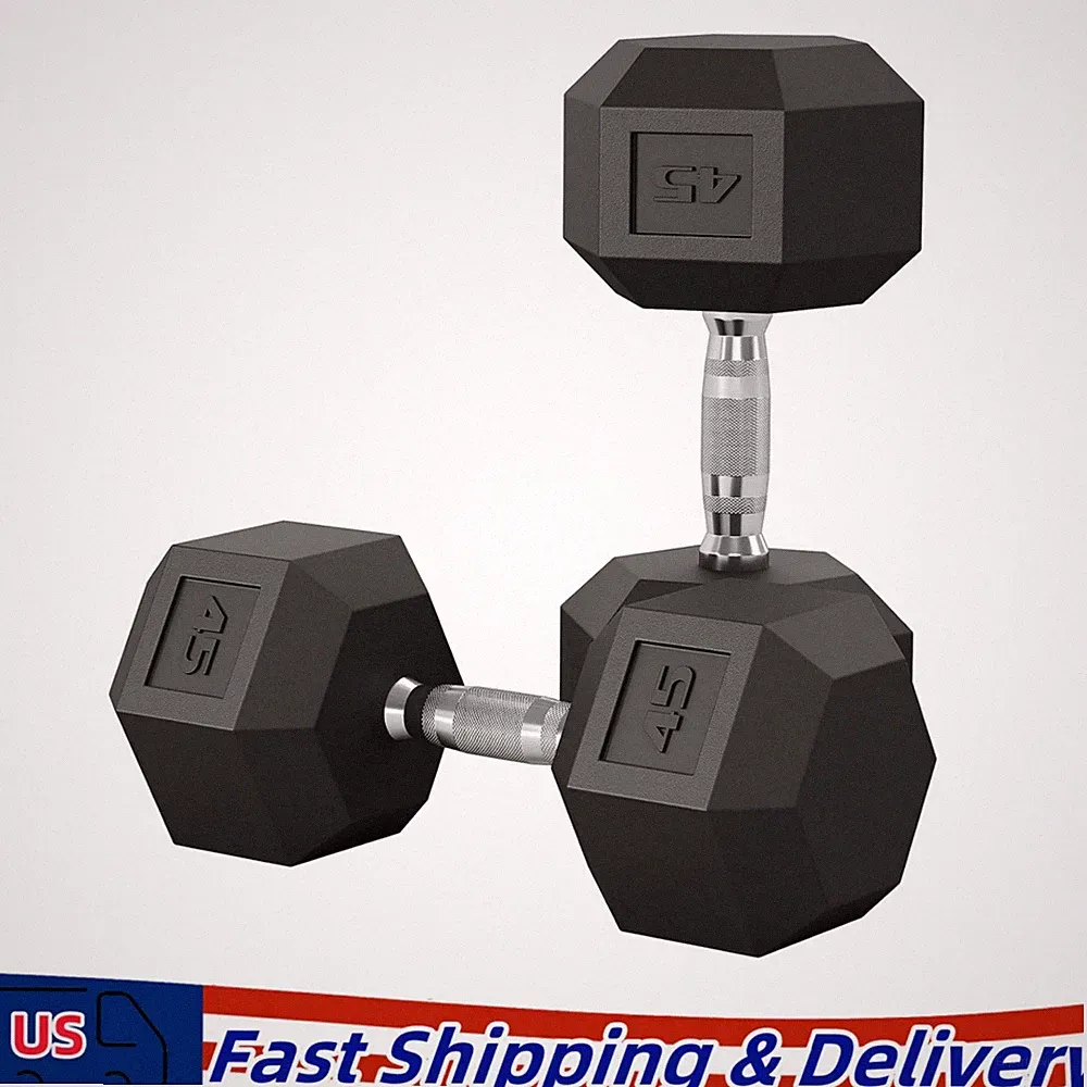 Fitness Hex Dumbbells Strength Training Workout Equipment Set, 45 lbs