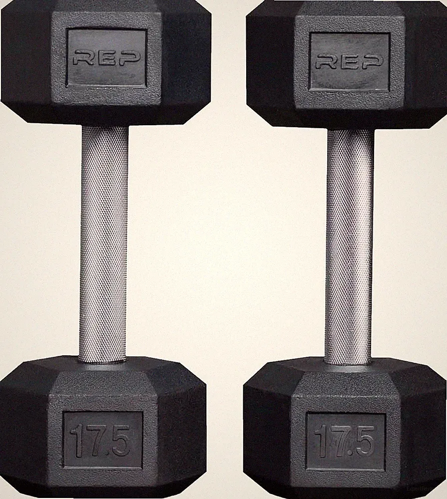 Fitness Rubber Hex Dumbbell(S) - Singles (55LB +) and Pairs (5LB - 50LB) - Low O