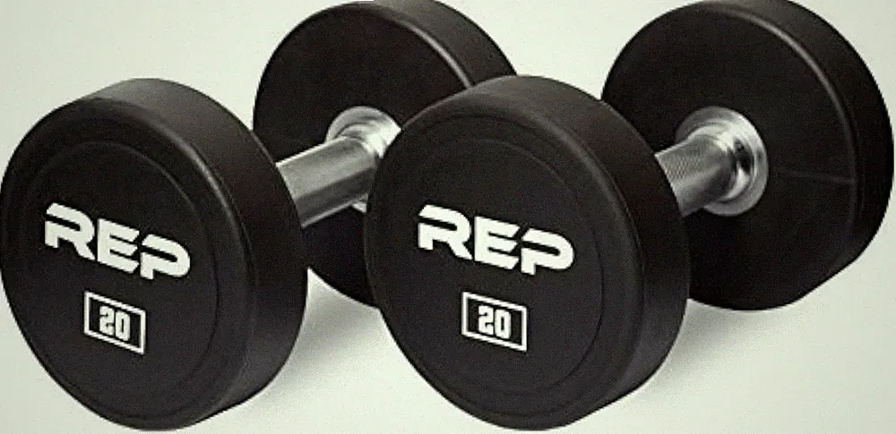 Fitness Urethane Coated Round Dumbbells 5 to 100 lbs Singles/Pairs