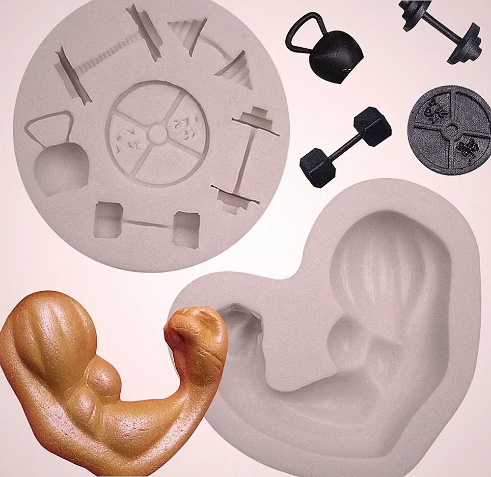 Fitness Workout Equipment Silicone Mold,Weight Plates Muscle Arm Concrete Dumbbe