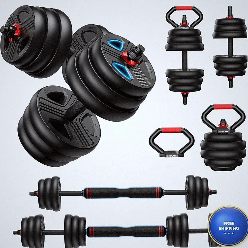 FITPLAM FDS1 Adjustable Dumbbell Set 45lbs 5 in 1 Kettlebell Barbell Push Up