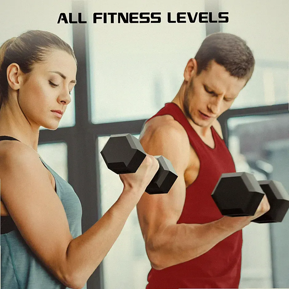 FitR Rubber-Coated Hex Dumbbells – For home strength training