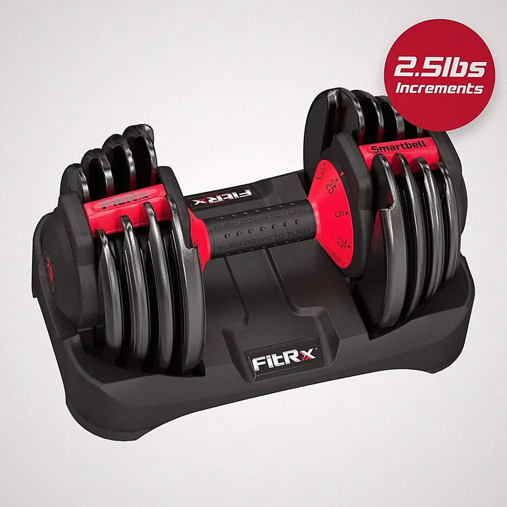 Fitrx 25Lb Adjustable Dumbbells - 9-In-1 Smartbell Set for Home Gym
