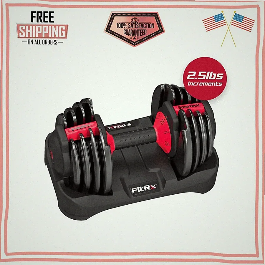 FitRx SmartBell 9 in 1 Adjustable Dumbbell 25 lb Fitness Weight