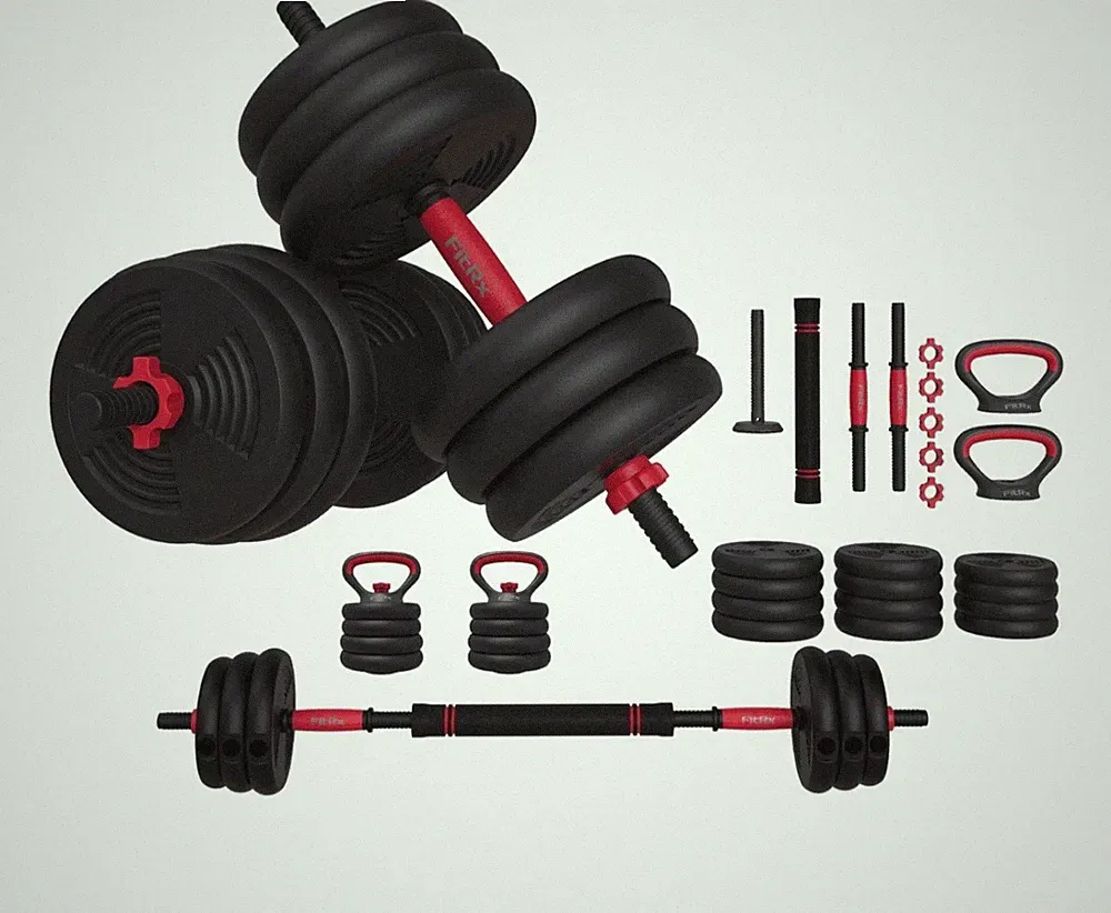 FitRx SmartBell Gym 60 lbs 4-in-1 Adjustable Dumbbell Barbell Kettlebell Set