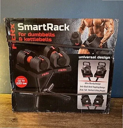 FitRx SmartRack Dumbbell & Kettlebell Stand; Universal Design, 220 lbs. Capacity