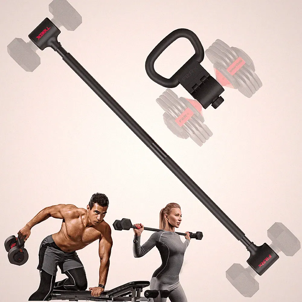 FitRx X-Bell System Dumbbells to Barbell Converter, Dumbbell to Curl Bar