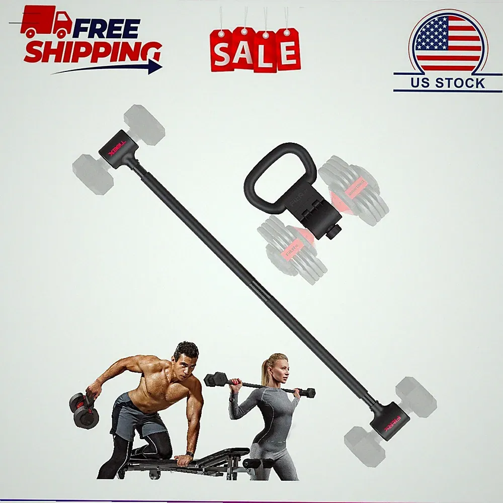 FitRx X-Bell System Dumbbells to Barbell Converter, Dumbbell to Curl Bar, Macebe