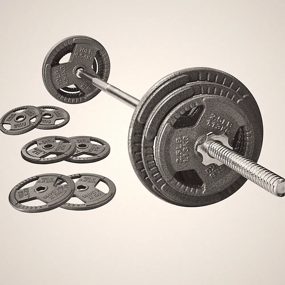 Fitvids 1 Inch Standard Barbell Weight Plates and Bar Set, 5 FT Barbell Bar a...
