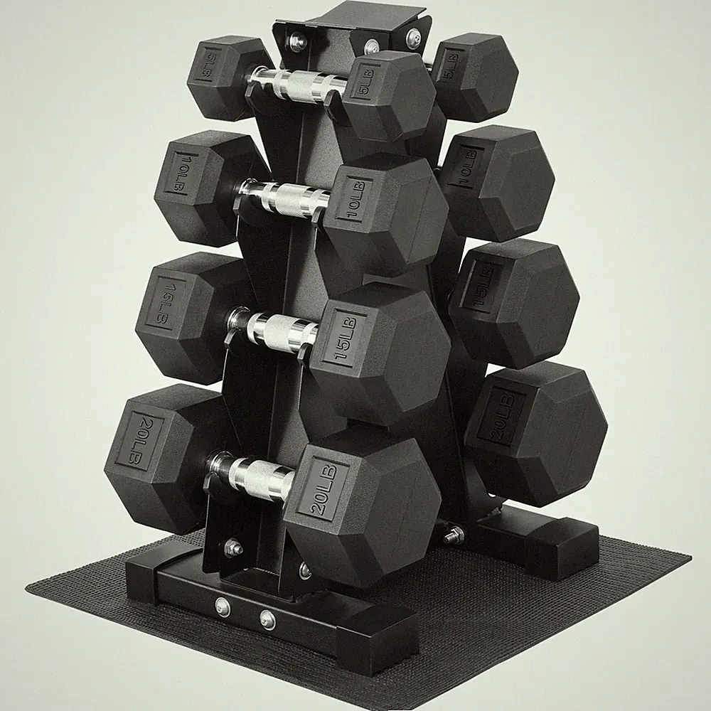 Fitvids 100LB Rubber Coated Hex Dumbbell Weight Set with Storage Rack, 520LB...