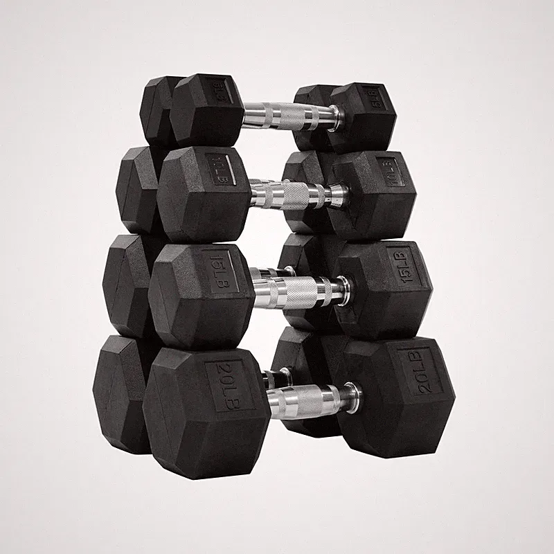 Fitvids 100Lb Rubber Encased Hex Dumbbell Weight Set Contoured Handle For