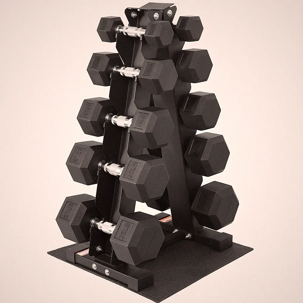 Fitvids 150LB Rubber Coated Hex Dumbbell Weight Set with Storage Rack, 525LB...