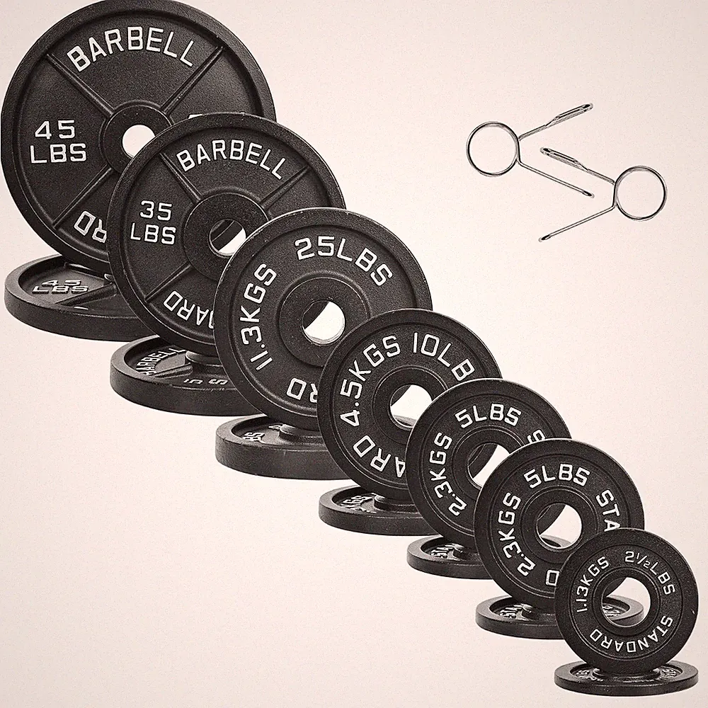 Fitvids 255lb Olympic Barbell Weight Plates Set
