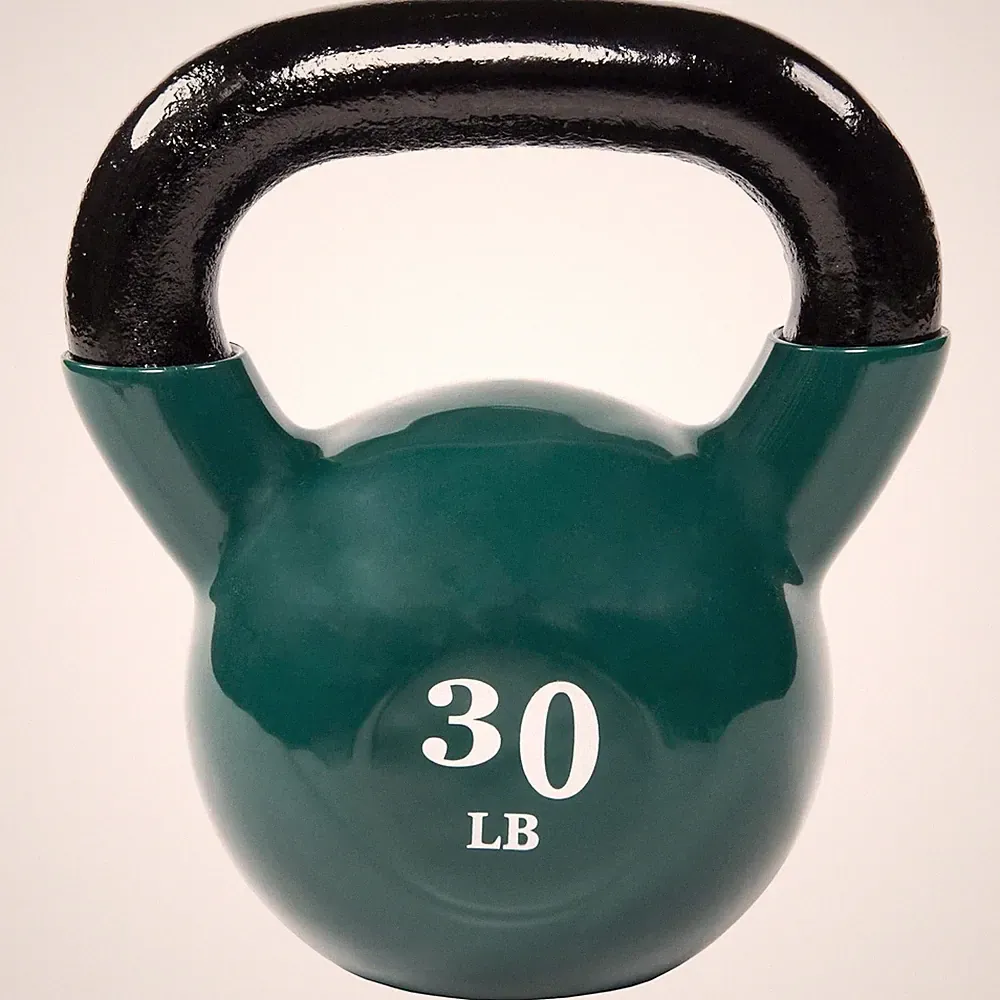 Fitvids 30 lb Vinyl-Coated Kettlebell Weight for Strength Training, Dark Green